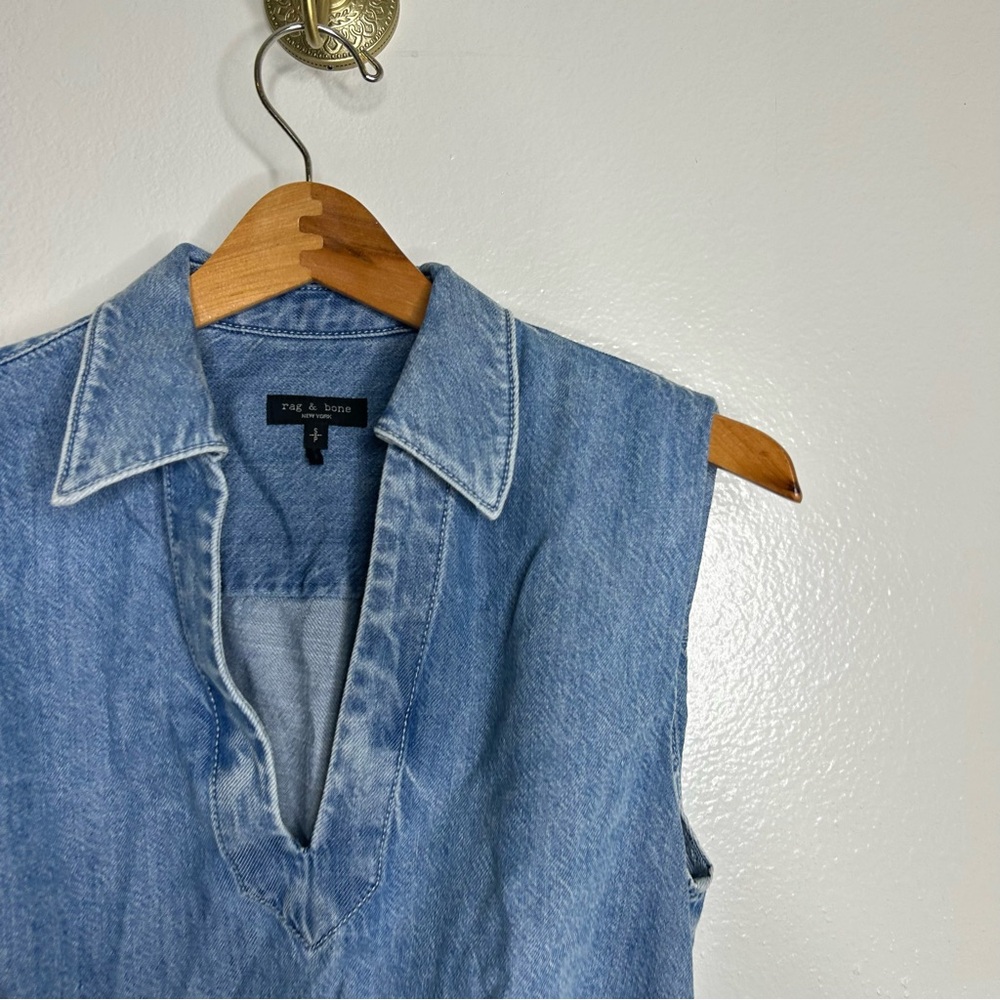 Rag & Bone Ultra Featherweight Denim Fiona Cropped Denim Top Size Small - Picture 10 of 14
